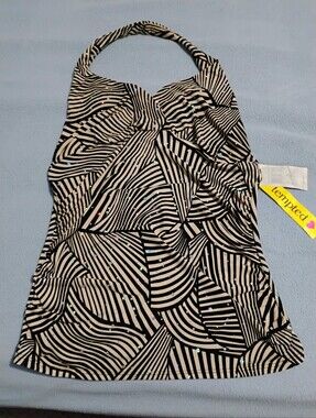 Tempted Black and White Striped Halter Camisole